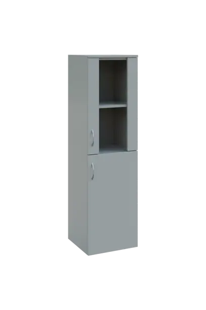 N 4 - 4DS kancelářská skříň, 1-dveřová/prosklená, pravá, 1450x400x400, šedá